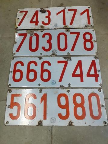Emaille nummerplaten België - 4 stuks beschikbaar voor biedingen