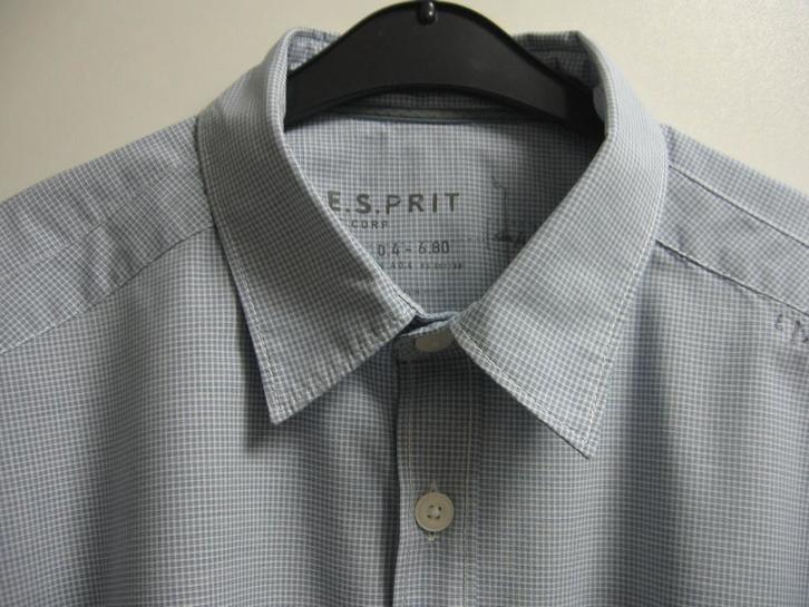 Lichtblauw ruitjes hemd met LM van Esprit, maat M, Kleding | Heren, Overhemden, Zo goed als nieuw, Ophalen of Verzenden