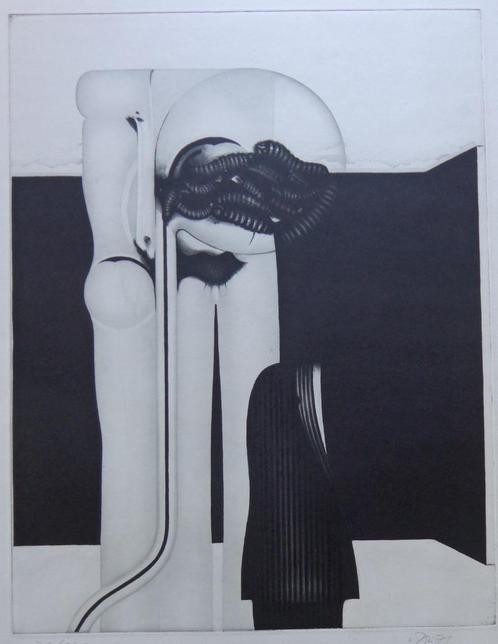 GERD VAN DULMEN / FIGURATIE / ZW-W ETS / 77x56cm / SIG 1971, Antiek en Kunst, Kunst | Litho's en Zeefdrukken, Ophalen of Verzenden