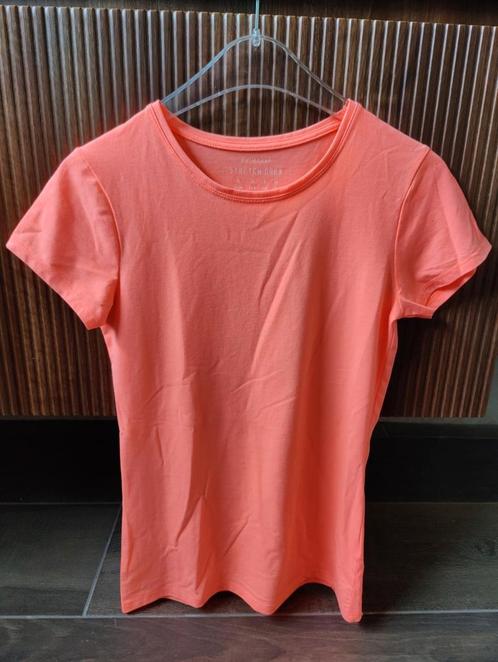 Fel oranje/roze stretch t-shirt 36/38, Vêtements | Femmes, T-shirts, Comme neuf, Taille 36 (S), Orange, Manches courtes, Enlèvement ou Envoi