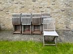 Tuintafel met 8 stoelen in teak, Ophalen, Gebruikt, Teakhout, 8 zitplaatsen