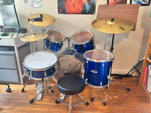 Drumstel pearl export 5-delig High Voltage Blue, Muziek en Instrumenten, Drumstellen en Slagwerk, Zo goed als nieuw, Pearl, Ophalen