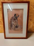 Cadre cheval en Pergamano sous verre, Ophalen of Verzenden