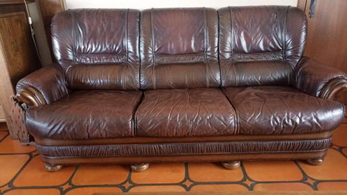 Superbe divan en cuir véritable – vintage et robuste, Huis en Inrichting, Zetels | Zetels, Gebruikt, Hout, Leer, Ophalen
