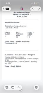 Tickets ‘wat als in concert’, Tickets en Kaartjes, Twee personen