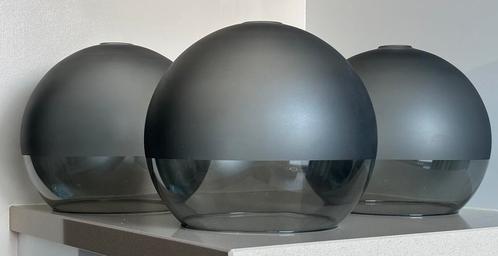 3 x Hanglampenkap, frosted glas/grijs, 30 cm, Huis en Inrichting, Lampen | Hanglampen, Zo goed als nieuw, Minder dan 50 cm, Glas
