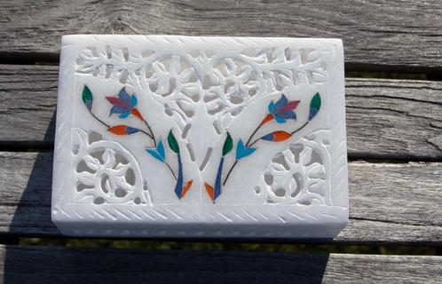 Marmeren doosjes Pietra dura uit India , Agra, Antiek en Kunst, Curiosa en Brocante, Ophalen of Verzenden