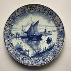 Delfts blauw wandbord, afbeelding van Polderlandschap., Antiek en Kunst, Ophalen