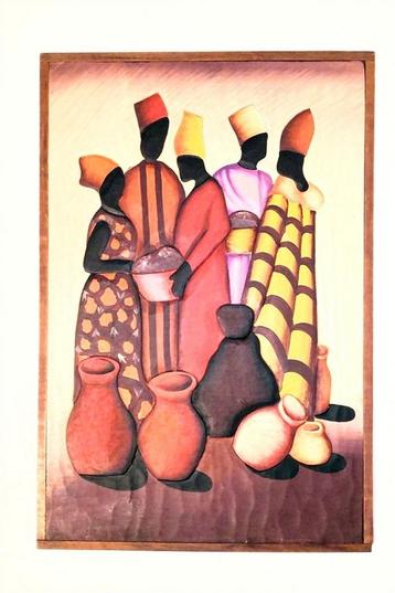 Vintage Afrikaanse handgemaakte lijst in reliëf 62 x 42 cm  beschikbaar voor biedingen