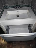 Badkamermeubel wit en houten kastje, Huis en Inrichting, Badkamer | Badkamermeubels, Ophalen, Gebruikt, 50 tot 100 cm, Minder dan 25 cm