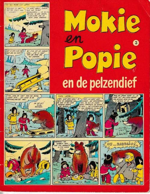 Strip : "Mokie en Popie en de pelzendief"., Boeken, Stripverhalen, Ophalen of Verzenden