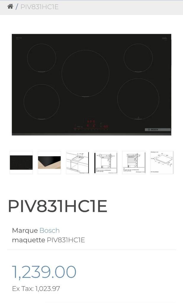 Taque induction BOSCH 80CM NEUVE EMBALLÉE, Electroménager, Cuisinières, Enlèvement
