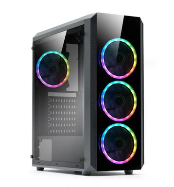 Gaming ATX PC Case 4x RGB Fan, Tempered Glass  beschikbaar voor biedingen