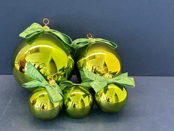 Swarovski Kerstballen set van 5st groen, magneet.  Zeldzaam beschikbaar voor biedingen