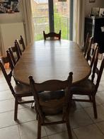 Ovale tafel en 8 stoelen, Huis en Inrichting, Tafels | Eettafels, 50 tot 100 cm, Grenenhout, 150 tot 200 cm, Gebruikt