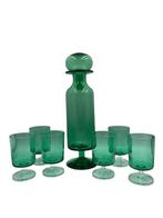 Drankset uit groen glas, Huis en Inrichting, Glas of Glazen, -, -, Ophalen of Verzenden
