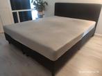 boxspring met hoofdbord+ pocketveren matras(18cm)160x200, Grijs, Gebruikt, Ophalen