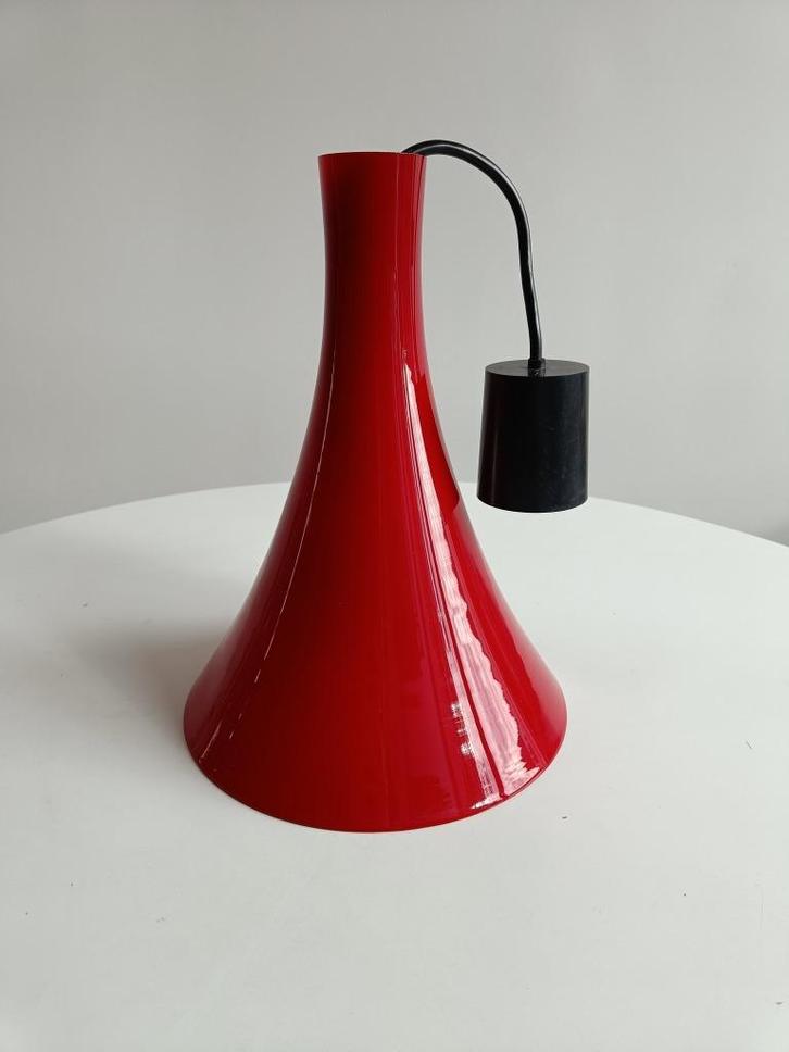 Retro 1960 Tokio rode hanglamp Wilhelm Braun-Feldweg, Huis en Inrichting, Lampen | Hanglampen, Gebruikt, Minder dan 50 cm, Glas