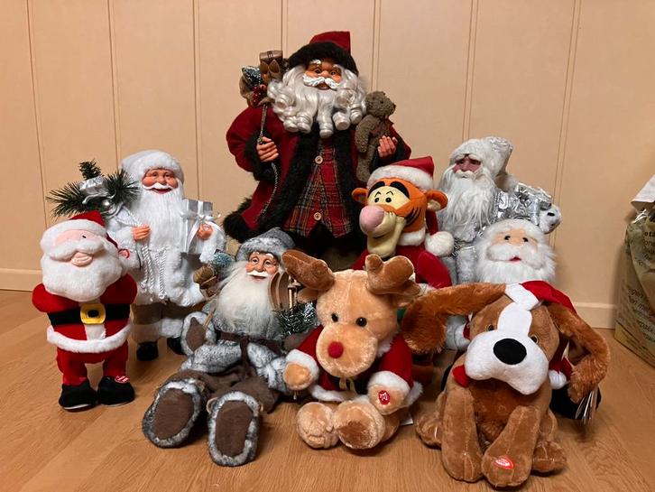 Mooie kerstmannencollectie (met beweging, licht en geluid), Diversen, Kerst, Gebruikt, Ophalen of Verzenden