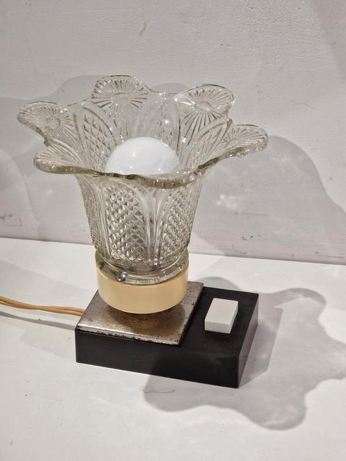 Retro nachtlampje , bloemmotief glas, Antiek en Kunst, Antiek | Verlichting, Ophalen of Verzenden