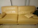 Canapé cuir jaune /Leather couch/Leder zitbank, Maison & Meubles, Trois personnes, Banc droit, Enlèvement, Utilisé