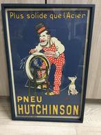Ancienne affiche originale pneu Hutchinson 57x 37cm, Rectangulaire vertical, Avec cadre, Utilisé, Publicité