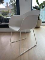 4 witte Muuto Fiber stoelen met wit gelakte sledepoten, Huis en Inrichting, Ophalen, Gebruikt, Wit, Vier