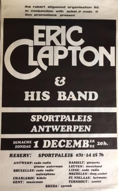 Eric Clapton Antwerp Sportpaleis 1974, Verzamelen, Muziek, Artiesten en Beroemdheden, Zo goed als nieuw, Poster, Artwork of Schilderij