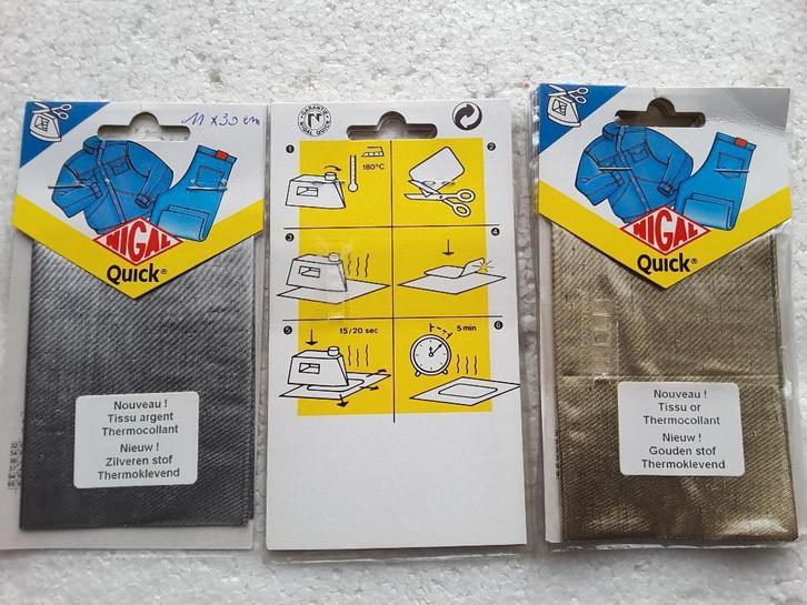 strijkstof 11 x 30 cm zilver of goud.  Nigal Quick, Hobby en Vrije tijd, Naaien en Fournituren, Nieuw, Applicatie, Ophalen of Verzenden