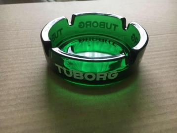 Vintage  :  Glazen Asbak  :  Tuborg  -  Groen. beschikbaar voor biedingen