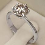 Gouden ring met diamant 1.38ct gecertificeerd, Wit, Nieuw, Ophalen of Verzenden, Kleiner dan 17