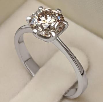 Gouden ring met diamant 1.38ct gecertificeerd beschikbaar voor biedingen