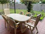 Kunststof tuintafel met stoelen, Tuin en Terras, Tuintafels, Ophalen, Zo goed als nieuw, Ovaal, Kunststof