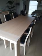 Tafel in eik en 6 stoelen in eik/leer, Huis en Inrichting, Complete eetkamers, Ophalen of Verzenden
