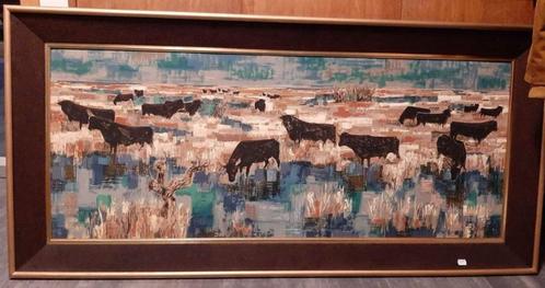 Zeefdruk op stof. Camargue, de stieren van Robert Debiève Co, Antiek en Kunst, Kunst | Litho's en Zeefdrukken, Ophalen of Verzenden