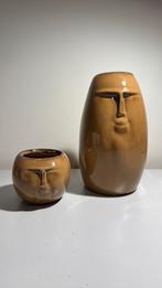 Pots de fleurs bruns avec visage, Enlèvement, Comme neuf