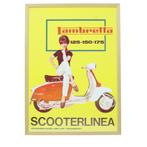 Vintage Reclame Poster Lambretta Scooterlinea Begin Jaren 60, Met lijst, Ophalen of Verzenden, Reclame, Rechthoekig Staand