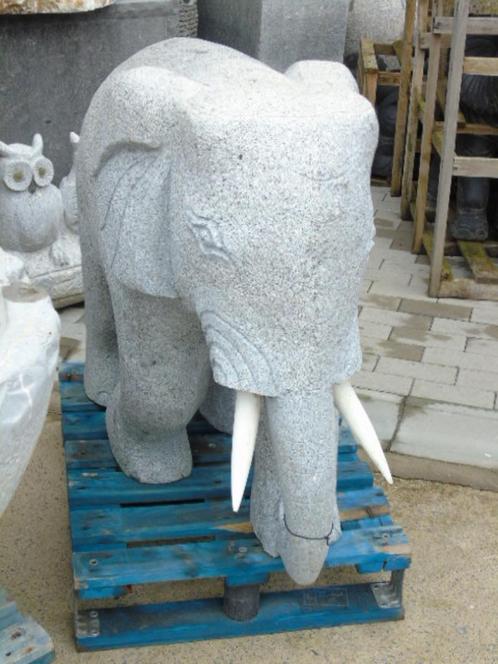 statue d un éléphant en pierre granit taillé dans la masse !, Jardin & Terrasse, Statues de jardin, Neuf, Animal, Pierre, Enlèvement ou Envoi