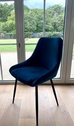 6 velvet blauwe eetkamerstoelen, Huis en Inrichting, Stoelen, Ophalen, Overige materialen, Blauw, Zo goed als nieuw
