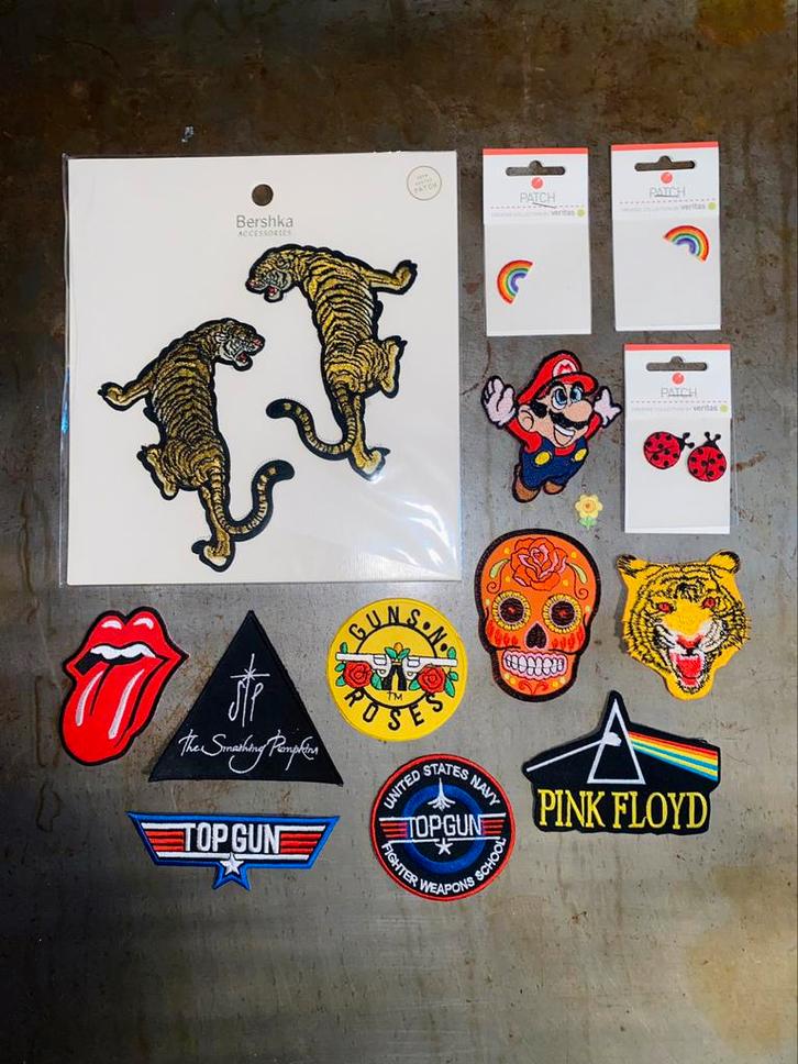 Patches Opstrijkbaar 16Stuks Rolling Stones Pink Floyd, Hobby en Vrije tijd, Kledingapplicaties en Hotfix, Nieuw, Hotfix applicaties