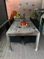 tuintafel + stoelen, Tuin en Terras, Ophalen, Gebruikt, Eettafel, 6 zitplaatsen