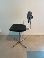 Vintage bureaustoel,  zwart leer en chroom, Huis en Inrichting, Stoelen, Ophalen, Zwart, Leer