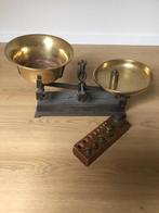 Oude weegschaal met wat gewichtjes, Antiek en Kunst, Ophalen, Koper