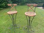 Tabourets de bar en fonte et bois, Huis en Inrichting, Barkrukken, Ophalen, Gebruikt, Hout