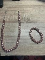 Parel juwelen set, Handtassen en Accessoires, Overige materialen, Verstelbaar, Paars, Ophalen of Verzenden