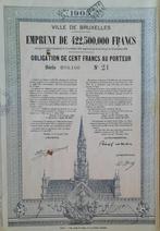 Ville de Bruxelles - obligation de 100 francs  - 1923, Ophalen of Verzenden, 1920 tot 1950, Obligatie of Lening
