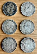 5 frk Belgie zilver Leopold I en II lot, Ophalen of Verzenden, Zilver, Zilver