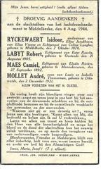 4 oorlogslachtoffers luchtbombardement Middelkerke 4/8/1944, Enlèvement ou Envoi