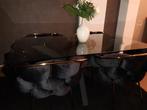 Design eetkamertafel + 4 stoelen, Ophalen, Glas
