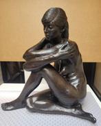 Irénée Duriez, Zittend meisje in brons, Antiek en Kunst, Ophalen